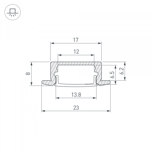 Arlight Профиль LINE-2308-F-2000 WHITE (Алюминий)