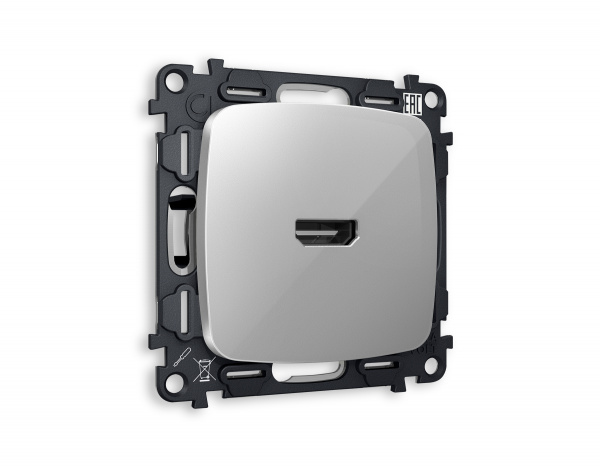 Комплект механизма розетки HDMI 2.0 OMEGA MO414010 Серебро глянец 40V/500mA 2.0GHz 5-18Gbit/s QUANT