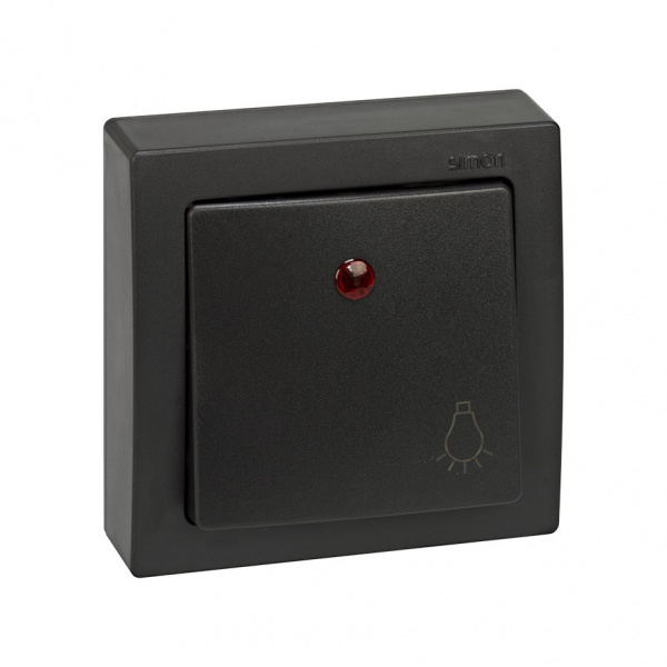 Simon 73 loft Графит Накладка на кнопочный выключатель с подсветкой "свет", S73Wood