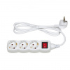 Simon Brico Белый Удлинитель на 3 розетки Schuko, выключатель, кабель 1.5м