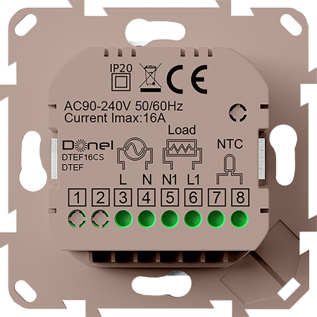Donel Термостат электронный с датчиком пола, непрограмм.16 A, 55*55 мм, кашемир, серия DTEF