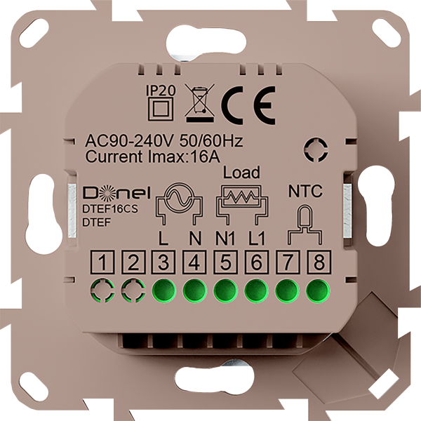 Donel Термостат электронный с датчиком пола, непрограмм.16 A, 55*55 мм, кашемир, серия DTEF