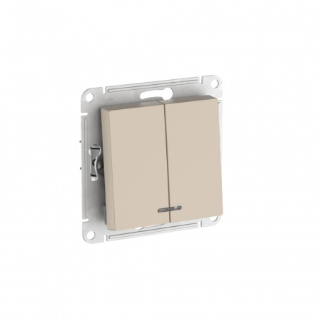 Systeme Electric AtlasDesign Песочный Выключатель 2-клавишный с подсвет.,сх.5а, 10АХ,мех., быстрозажим. клем.