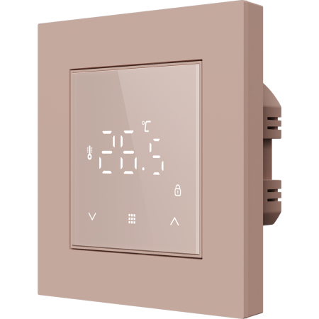 Donel Терморегулятор с датчиком пола 16 A, 55*55 мм., дисплей в одном уровне с рамкой, стекло кашемир, серия DTEF