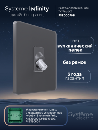 Systeme Electric Systeme Infinity Вулканический пепел Розетка телевизионная TV/FM/SAT 5-2400MГц