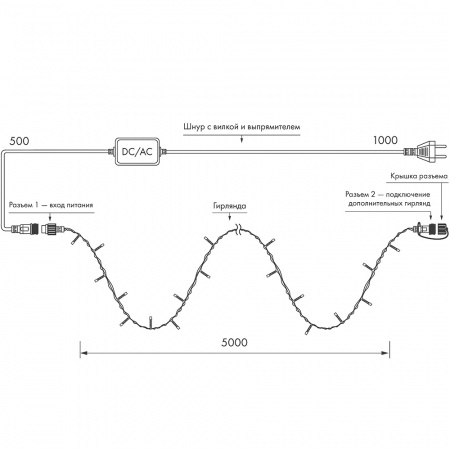 Arlight Светодиодная гирлянда ARD-STRING-HOME-5000-GREEN-50LED-STD WHITE (230V, 3.5W) (Ardecoled, IP20)