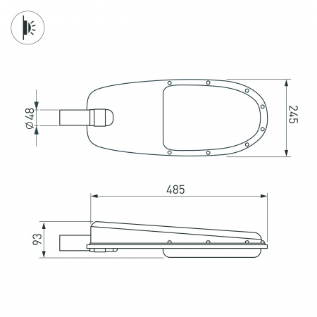 Arlight Светильник OXOR-ELFA-484х246-38W Day5000 (GR, 144x61 deg, 230V) IP65 (-)