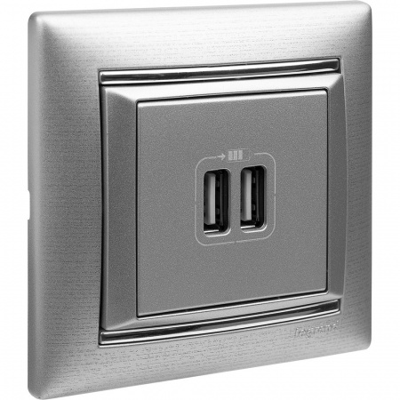 Legrand Valena Алюминий Розетка 2-ая USB