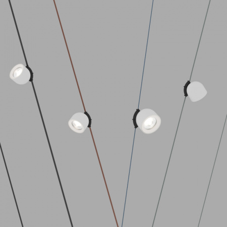 DK5640-WH+BK Поворотный светильник для трека-ремня Belty Smart, серия Spot, со светодиодом, D100*H107мм, 48V DC, 12W, RA90, 38°, 2700-6000K, IP20, белый с черным, алюминий