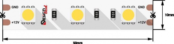 Светодиодная влагозащищенная лента DesignLed 14,4W/m 60LED/m 5050SMD теплый белый 5M 000516