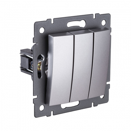 Выключатель 3-клавишный 10А/250В, изогнутый, серый Kollinger REA-R-012GY для Aspekt, Eleganz, Reflex