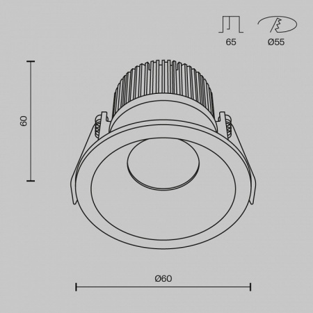 Встраиваемый светильник Downlight DL034-01-06W3K-W Maytoni Zoom