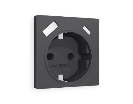 Лицевая панель ALFA (Графит Мягкое касание) для электрической розетки с заземлением со шторками 2USB A+C QUANT AP9100