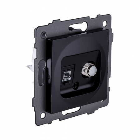 Розетка двойная спутниковая SAT + RJ45 Cat.6, черный Kollinger REA-014BK для Aspekt, Eleganz, Reflex