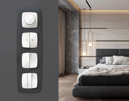 Лицевая панель OMEGA (Белый матовый) для светорегулятора универсального QUANT OP1255