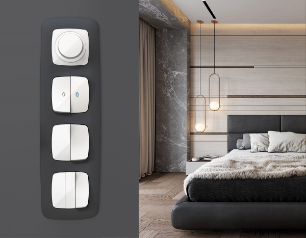 Лицевая панель OMEGA (Белый матовый) для светорегулятора универсального QUANT OP1255