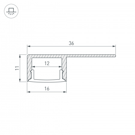 Arlight Профиль ARH-DECORE-S12-LINE-EDGE-3000 ANOD (Алюминий)