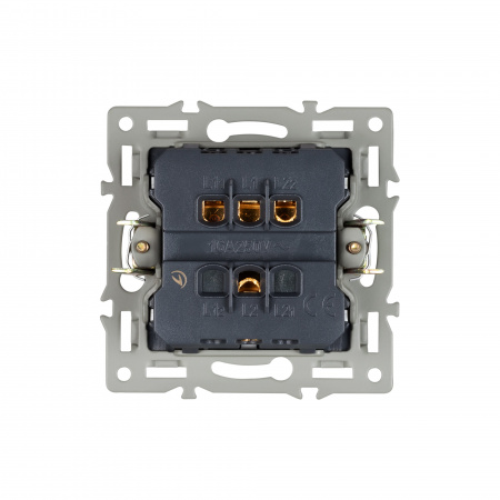 Arlight Механизм выключателя двухклавишный непроходной SWT-MK02-PL-GR (250V, 16A) (-)