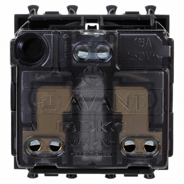 DKC Avanti Черный матовый Розетка 2P+E со шторками 2 модуля