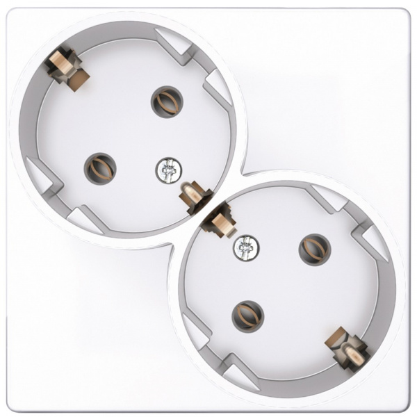 Simon 24 Белая Розетка 2Х2К+3 Sсhuko без защитных шторок