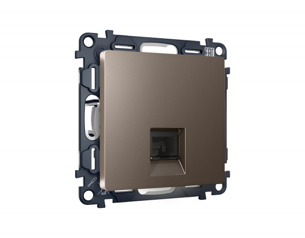 Комплект механизма компьютерной розетки ALFA MA642010 Темная бронза матовый RJ-45(8P8C) CAT6 с защитной шторкой QUANT