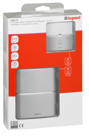 Legrand Звонок беспроводной - комплект "Премиум" - 30 рингтонов - дальность 200 м - цвет алюминий