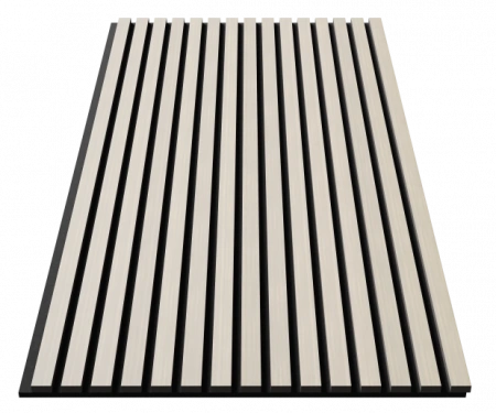 Акустическая панель, черный войлок, 1200х600х21мм, рейки МДФ, шпон дуб клэр светлый