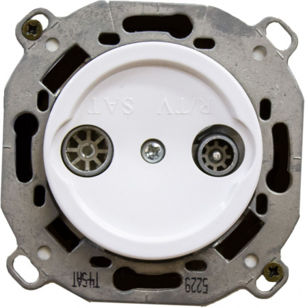 BIRONI Шедель Пластик Белый Розетка R/TV-SAT оконечная (скрытый монтаж)