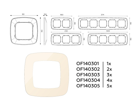 Рамка OMEGA Ecta (Бежевый глянец) 1-ая OF140301