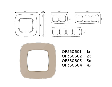 Рамка OMEGA Radian (Серо-бежевый Стекло закаленное натуральное) 1-ая OF350601