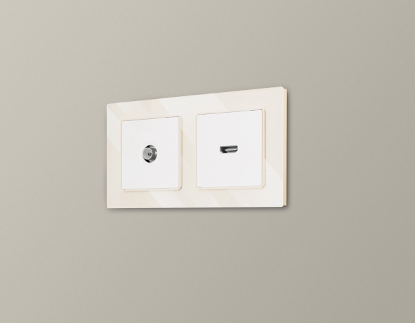 Рамка ALFA Platos (Бежевый Стекло органическое) 2-ая AF330302