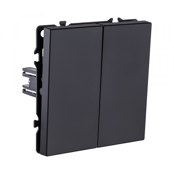 Выключатель 2-клавишный проходной 10А/250В, черный матовый Kollinger Eclipse EC-005BK