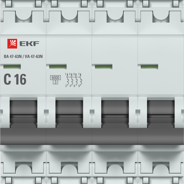 EKF Автоматический выключатель 4P 16А (C) 6кА ВА 47-63N PROxima