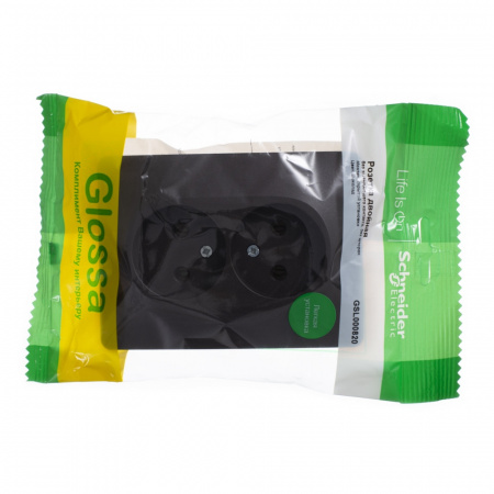 SE Glossa Шоколад Розетка 2-ая б/з, 16А (в сборе)