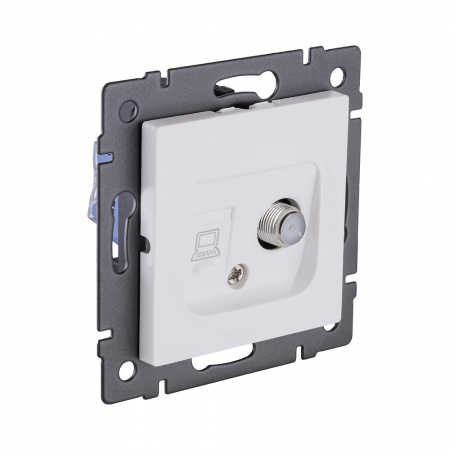 Розетка двойная спутниковая SAT + RJ45 Cat.6, белый матовый Kollinger REA-022WM для Aspekt, Eleganz, Reflex