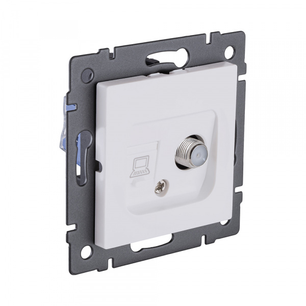 Розетка двойная спутниковая SAT + RJ45 Cat.6, белый матовый Kollinger REA-022WM для Aspekt, Eleganz, Reflex