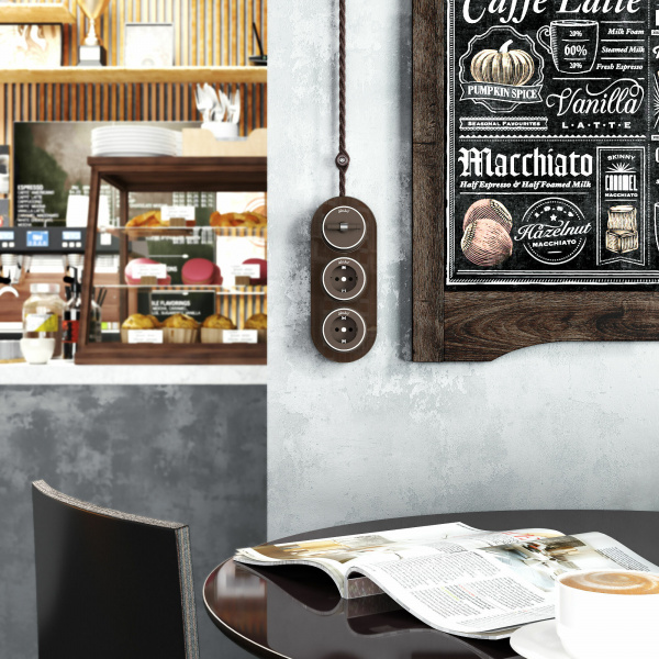 Переключатель/выключатель одноклавишный Vintage мокко матовый/хром W5812052