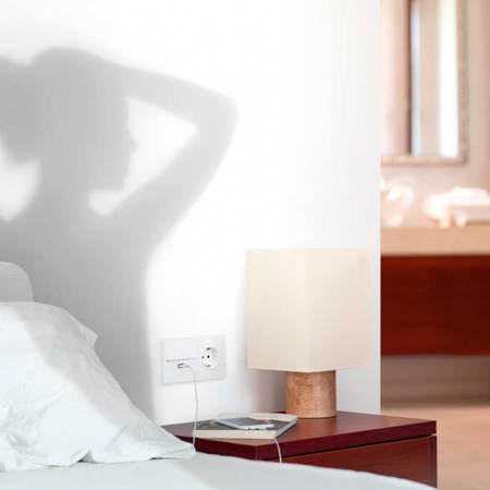 Simon 100 Кит 2 поста механизм 1 розетка Schuko + 1 з/у USB SC 2.1A + 1 переключатель (проходной) + суппорт