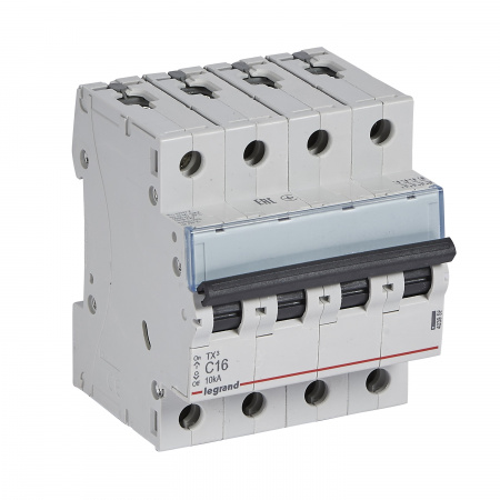 Legrand TX3 Автоматический выключатель 4P 16A (С) 6000/10kA