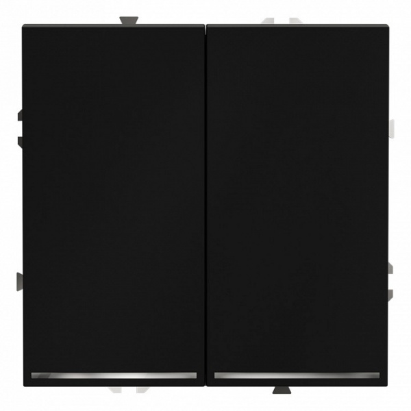 Выключатель встраиваемый VOLTUM S70 двухклавишный с подсветкой 10А, (черный матовый)