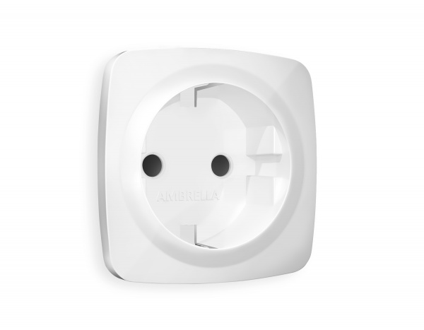 Лицевая панель OMEGA (Белый глянец) для электрической розетки с заземлением со шторками QUANT OP1070