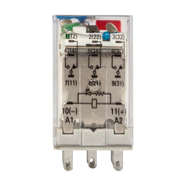 EKF Averes Реле промежуточное с кнопкой и механической индикацией RPAt 22/3 10A 24В DC