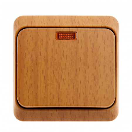 SE Этюд наруж Дача Темный бук Выключатель 1-клавишный с подсветкой (сх. 1)