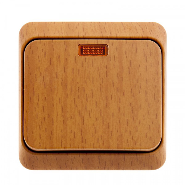 SE Этюд наруж Дача Темный бук Выключатель 1-клавишный с подсветкой (сх. 1)