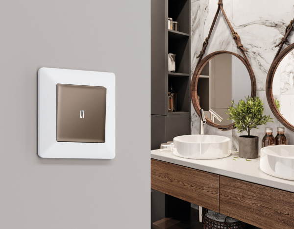 Лицевая панель ALFA (Темная бронза матовый) для 1-клавишных выключателей с подсветкой QUANT AP6320