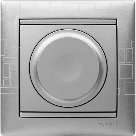Legrand Valena Classic Алюминий Светорегулятор поворотный универсальный 2-проводный 5-300 Вт