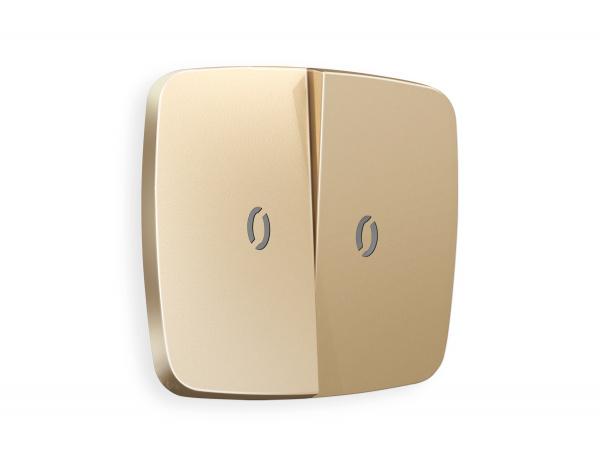 Лицевая панель OMEGA (Шампань) для 2-клавишных выключателей с подсветкой QUANT OP6040