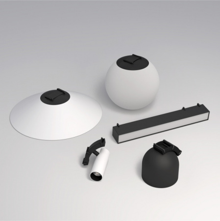 DK5546-BW+BK Поворотный светильник для трека-ремня Belty, серия Spot, со светодиодом, D35*L126.5мм, 48V DC, 7W, RA90, 30°, 4000K, IP20, белый с черным, алюминий