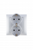 Simon 15 Алюминий Розетка 2-ая с/з литая, 16А, 250В, винт.зажим