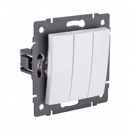 Выключатель 3-клавишный 10А/250В, изогнутый, белый Kollinger REA-R-012WH для Aspekt, Eleganz, Reflex